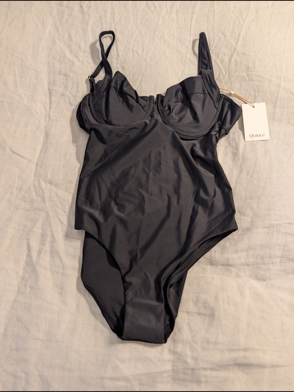 Quince Italian Underwire One Piece Swimsuit Black Size L NWT